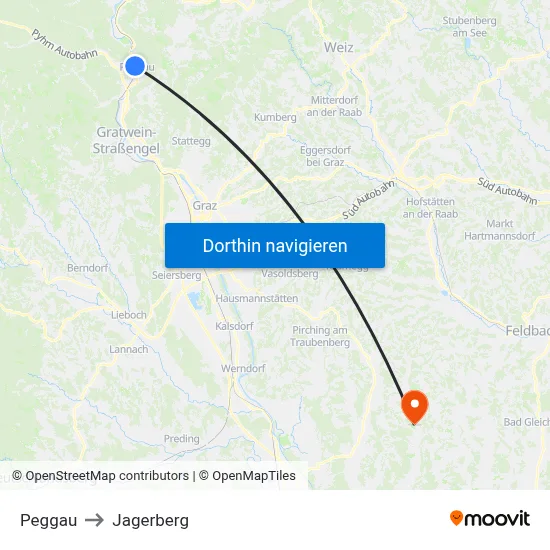 Peggau to Jagerberg map