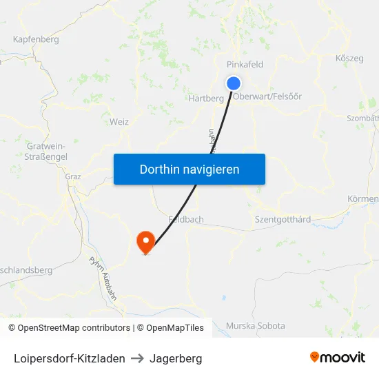 Loipersdorf-Kitzladen to Jagerberg map