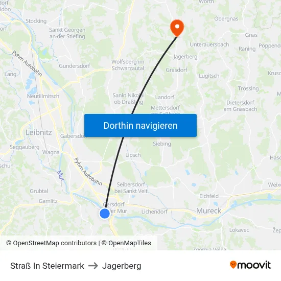 Straß In Steiermark to Jagerberg map