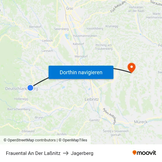 Frauental An Der Laßnitz to Jagerberg map