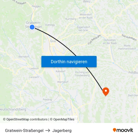 Gratwein-Straßengel to Jagerberg map