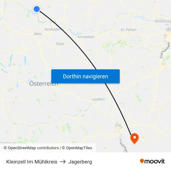 Kleinzell Im Mühlkreis to Jagerberg map
