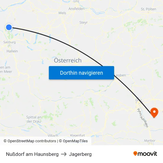 Nußdorf am Haunsberg to Jagerberg map