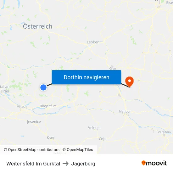 Weitensfeld Im Gurktal to Jagerberg map