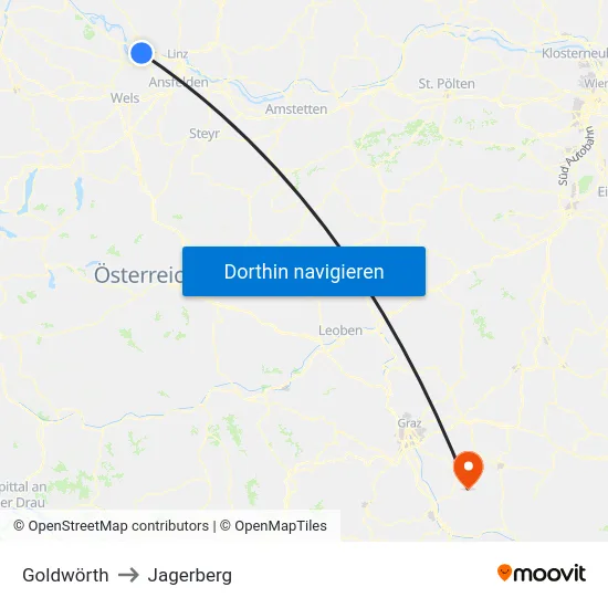 Goldwörth to Jagerberg map