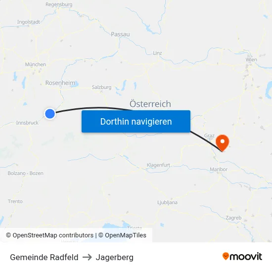 Gemeinde Radfeld to Jagerberg map