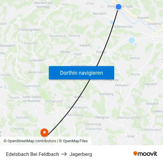 Edelsbach Bei Feldbach to Jagerberg map