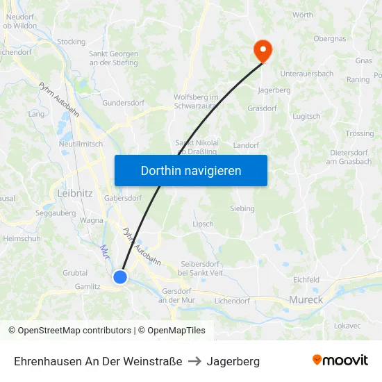 Ehrenhausen An Der Weinstraße to Jagerberg map
