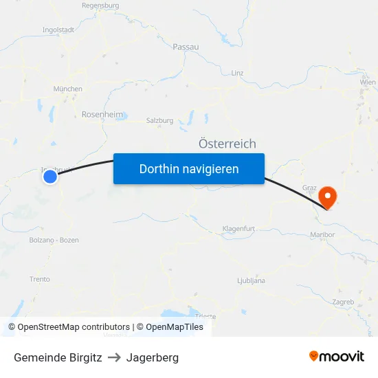 Gemeinde Birgitz to Jagerberg map