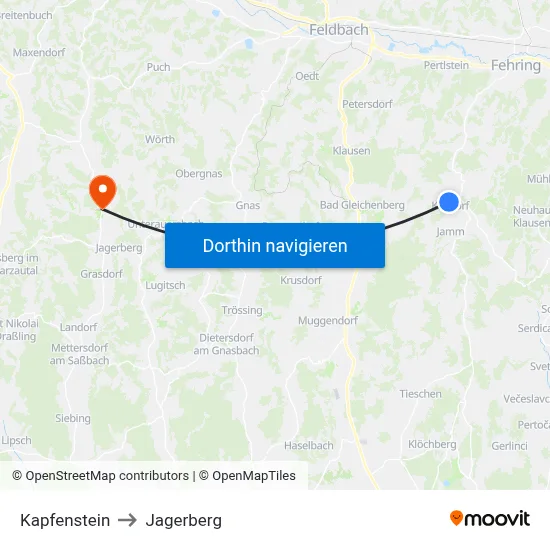 Kapfenstein to Jagerberg map