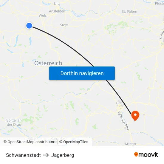 Schwanenstadt to Jagerberg map