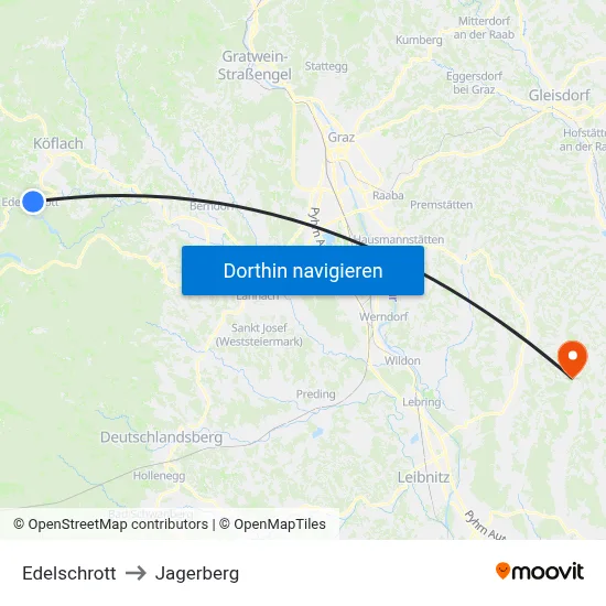 Edelschrott to Jagerberg map