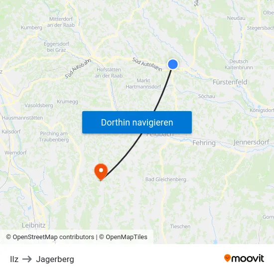 Ilz to Jagerberg map