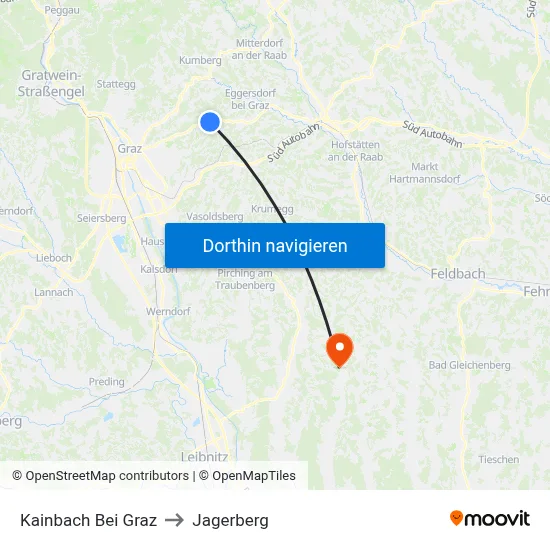 Kainbach Bei Graz to Jagerberg map