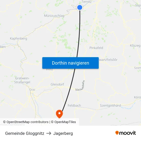 Gemeinde Gloggnitz to Jagerberg map