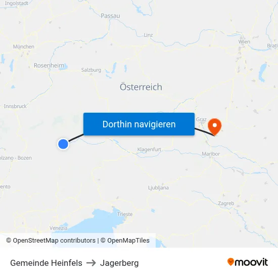Gemeinde Heinfels to Jagerberg map