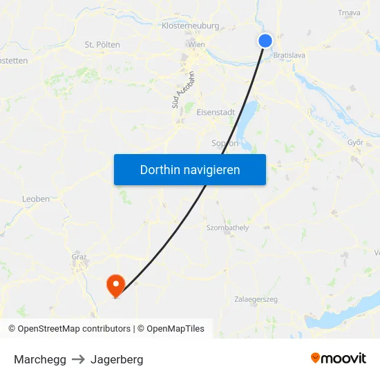 Marchegg to Jagerberg map