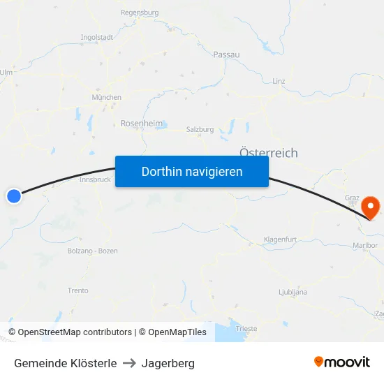 Gemeinde Klösterle to Jagerberg map