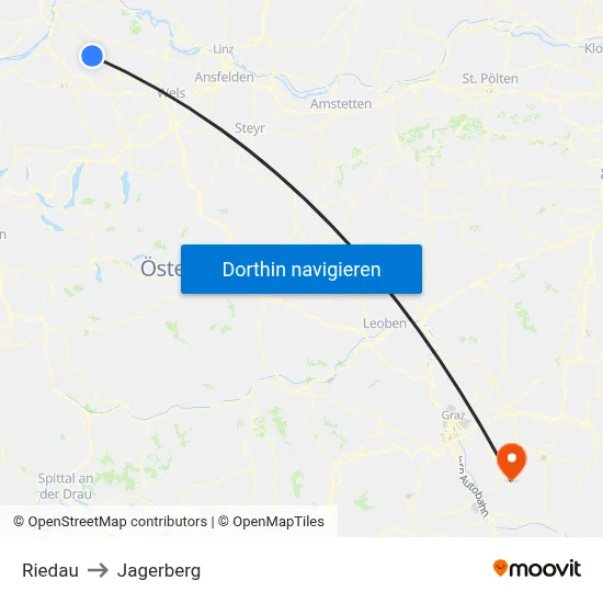 Riedau to Jagerberg map