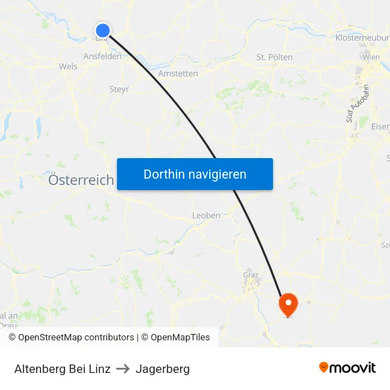 Altenberg Bei Linz to Jagerberg map