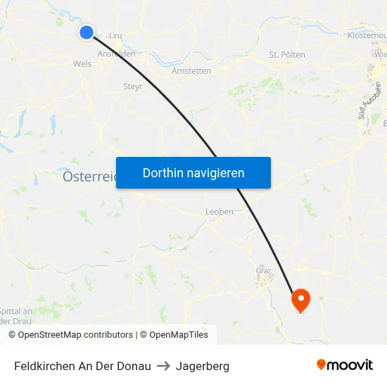 Feldkirchen An Der Donau to Jagerberg map