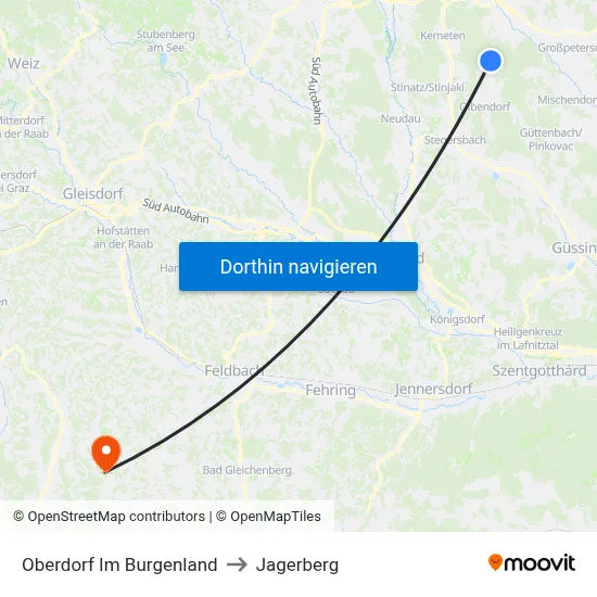 Oberdorf Im Burgenland to Jagerberg map