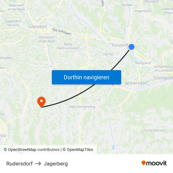 Rudersdorf to Jagerberg map