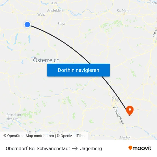 Oberndorf Bei Schwanenstadt to Jagerberg map