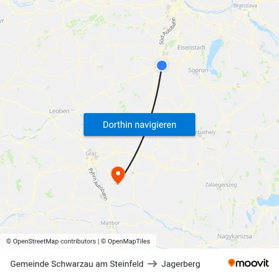 Gemeinde Schwarzau am Steinfeld to Jagerberg map