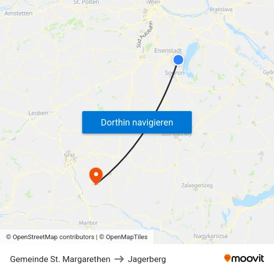Gemeinde St. Margarethen to Jagerberg map