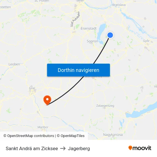 Sankt Andrä am Zicksee to Jagerberg map