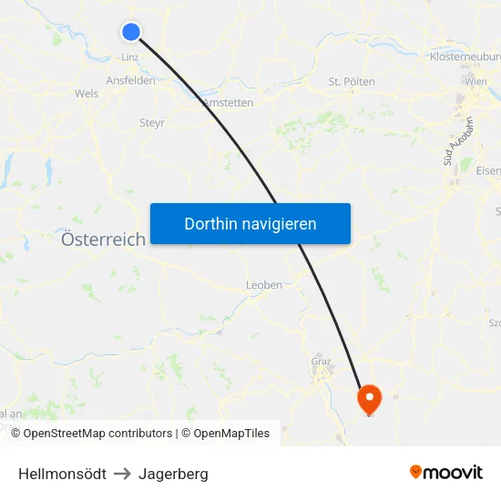 Hellmonsödt to Jagerberg map