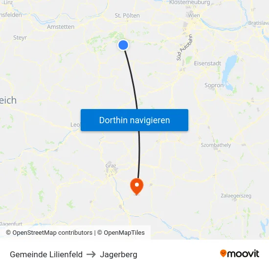 Gemeinde Lilienfeld to Jagerberg map