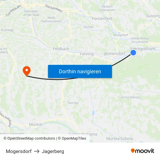 Mogersdorf to Jagerberg map