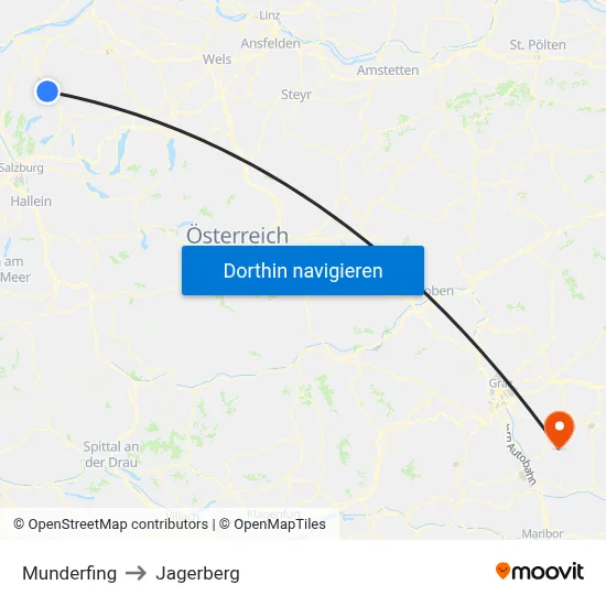 Munderfing to Jagerberg map