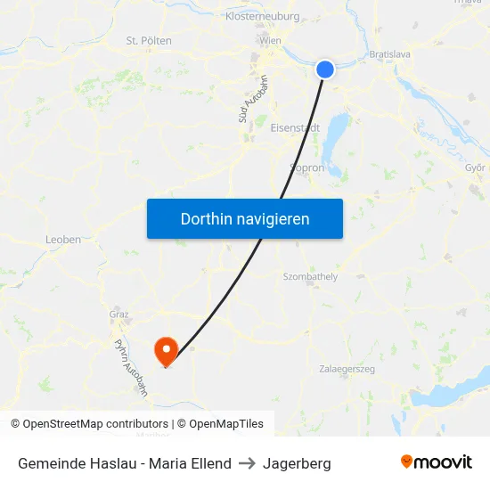 Gemeinde Haslau - Maria Ellend to Jagerberg map