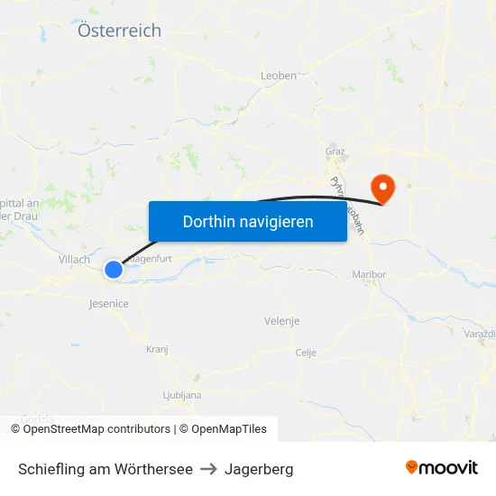 Schiefling am Wörthersee to Jagerberg map