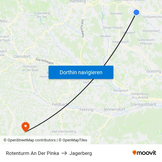 Rotenturm An Der Pinka to Jagerberg map