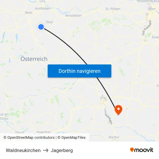 Waldneukirchen to Jagerberg map