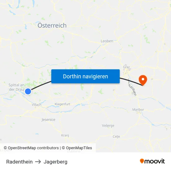 Radenthein to Jagerberg map