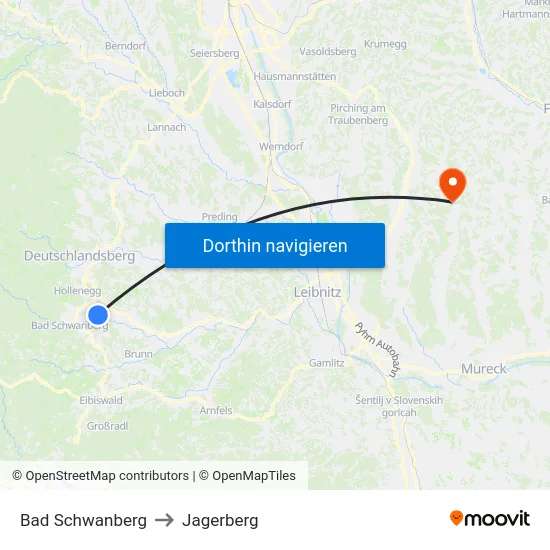 Bad Schwanberg to Jagerberg map