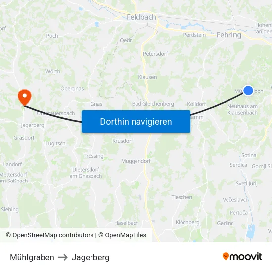 Mühlgraben to Jagerberg map