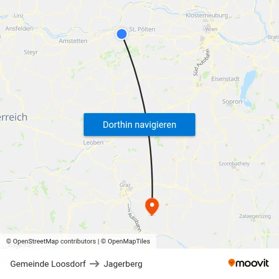 Gemeinde Loosdorf to Jagerberg map