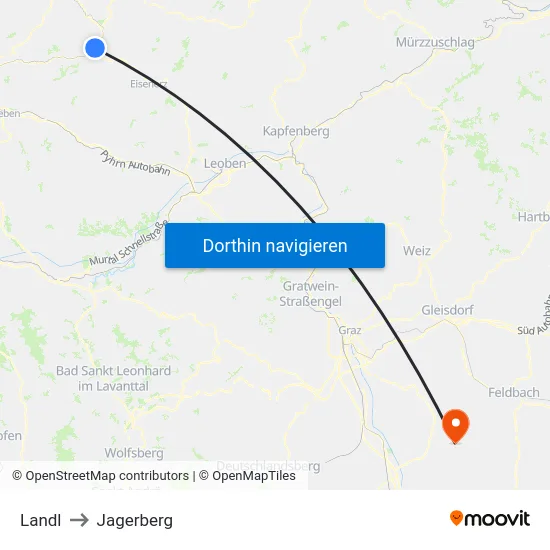 Landl to Jagerberg map