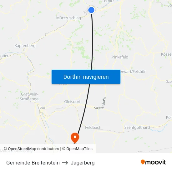 Gemeinde Breitenstein to Jagerberg map