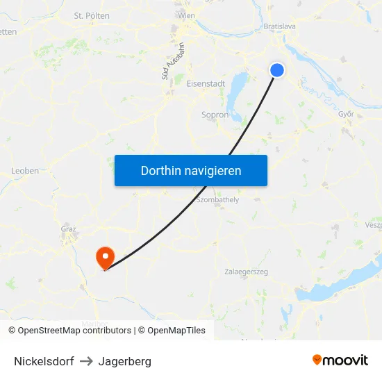 Nickelsdorf to Jagerberg map
