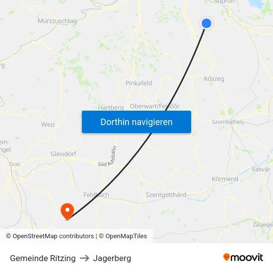 Gemeinde Ritzing to Jagerberg map