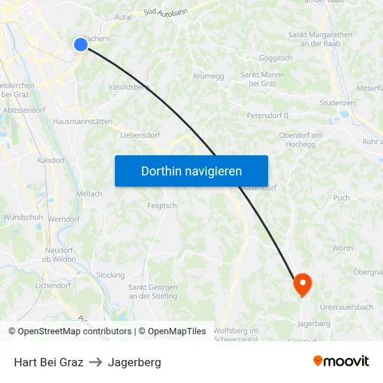 Hart Bei Graz to Jagerberg map