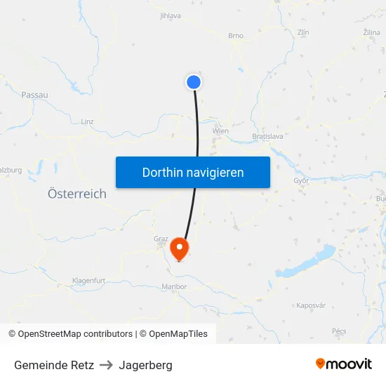 Gemeinde Retz to Jagerberg map