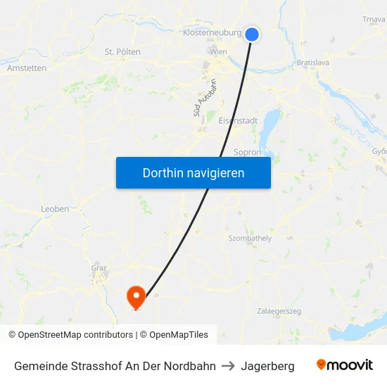 Gemeinde Strasshof An Der Nordbahn to Jagerberg map